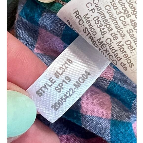 J. Crew Madras Plaid Button Up Long Sleeve Blouse Top Shirt Sz 6 Pink Preppy FUN - Picture 8 of 8